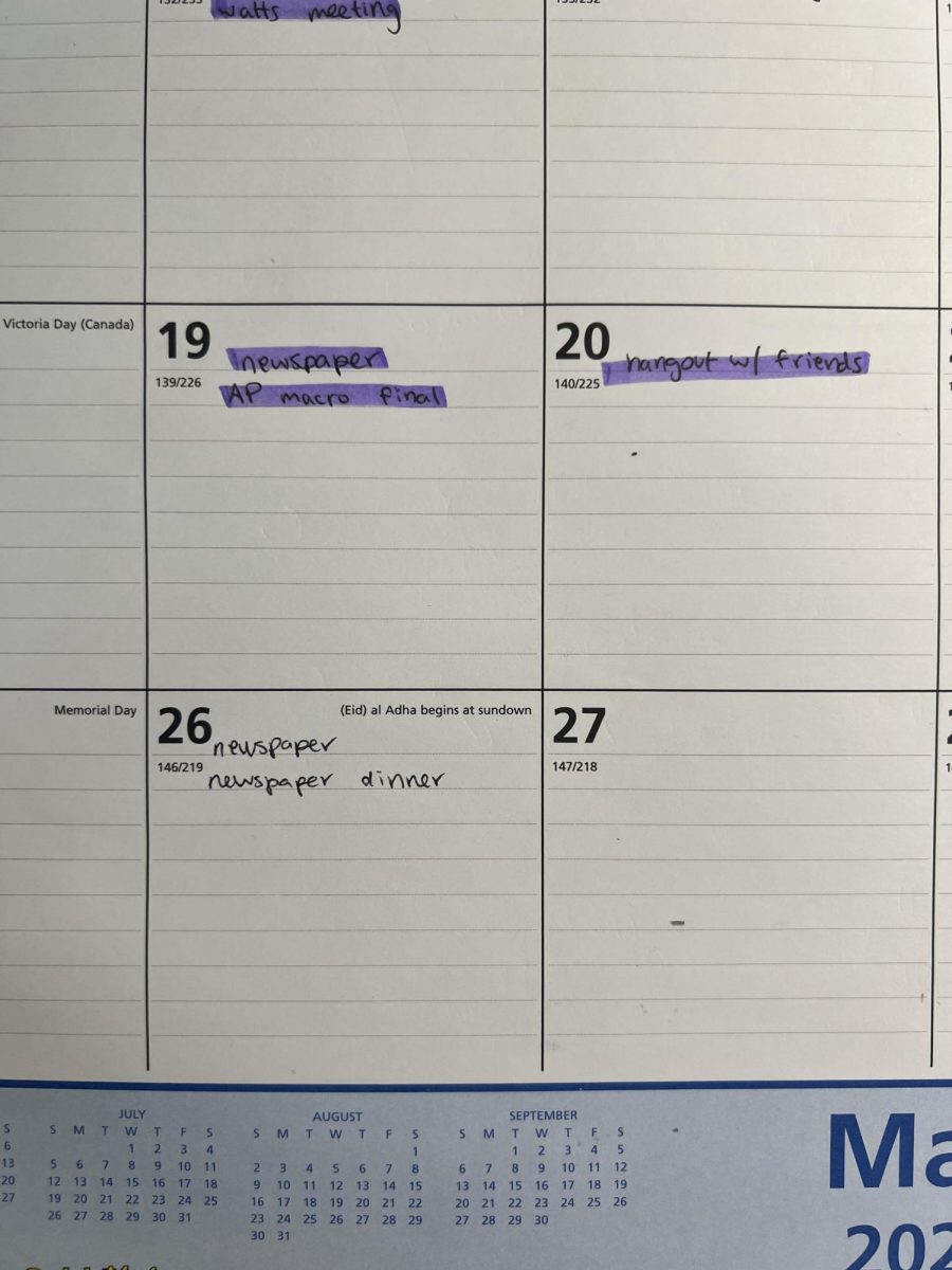 A photo of my calendar, which is a great way to stay organized and build good life habits.