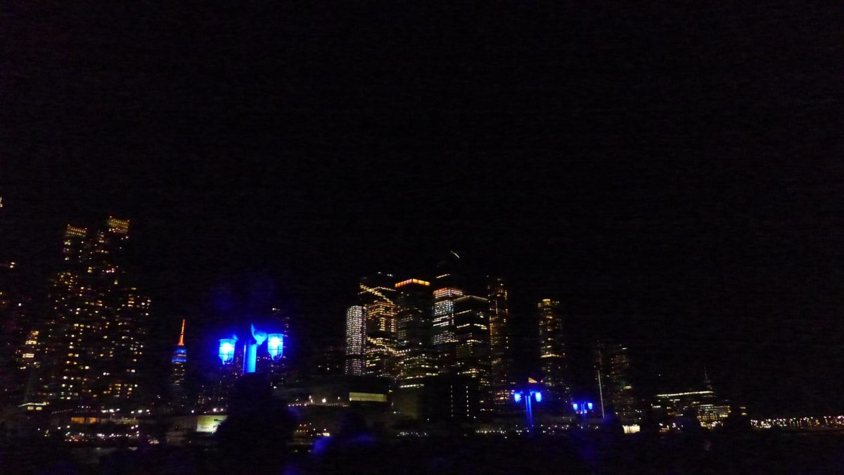 The New York City skyline is the perfect view to enjoy with friends.