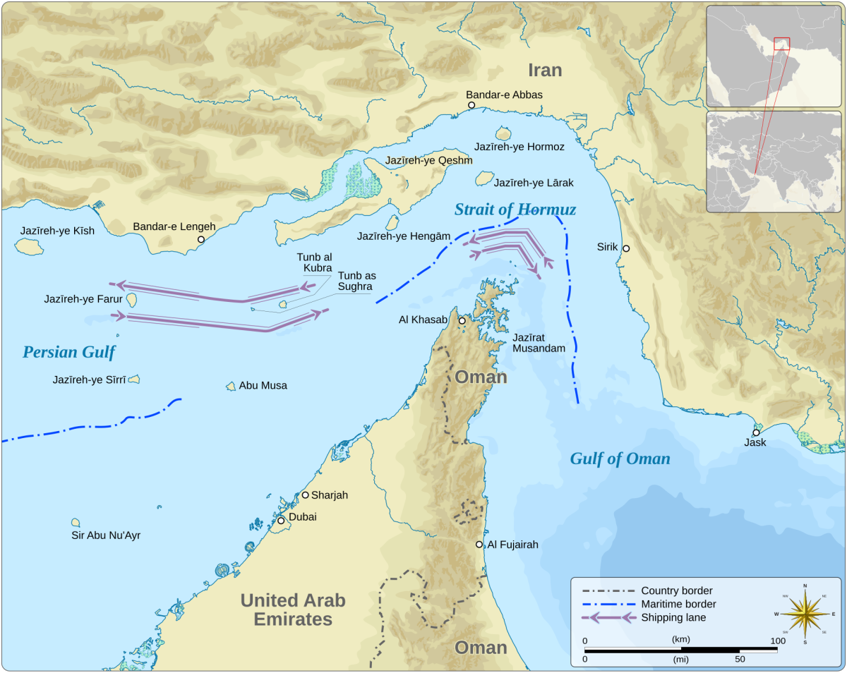 The Strait of Hormuz is a major shipping route for some of the world’s most relied on materials. Its situation places most of its control with Iran; however, its status affects surrounding countries and the rest of the globe as well.